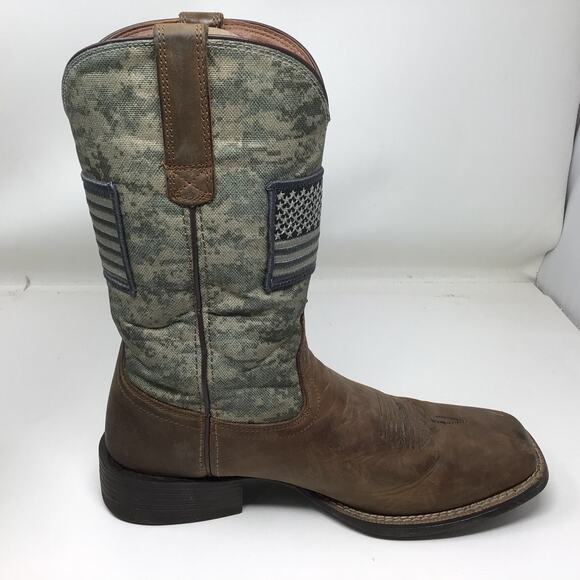 Ariat Mens Sport Patriot Western Boot Distressed Brown Sage Camo Size 10.5